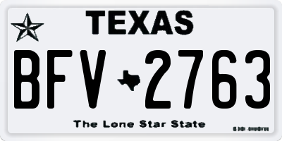 TX license plate BFV2763