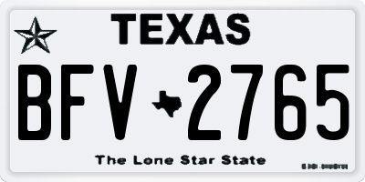 TX license plate BFV2765
