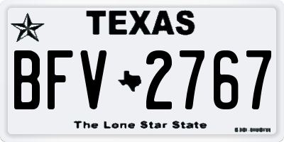 TX license plate BFV2767