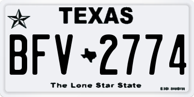 TX license plate BFV2774