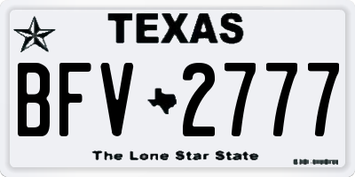 TX license plate BFV2777