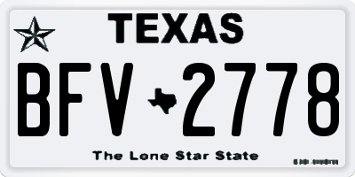 TX license plate BFV2778