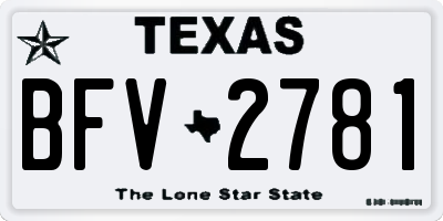 TX license plate BFV2781