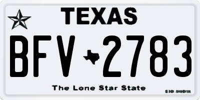 TX license plate BFV2783
