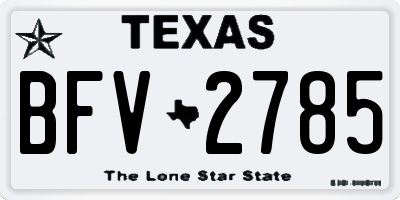 TX license plate BFV2785
