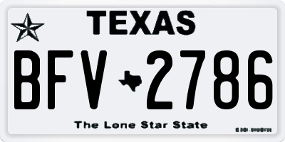 TX license plate BFV2786