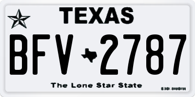 TX license plate BFV2787