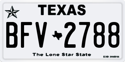 TX license plate BFV2788