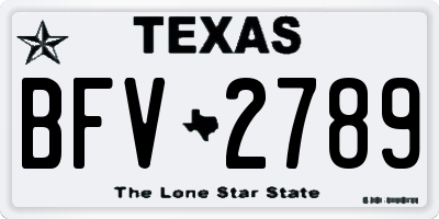 TX license plate BFV2789