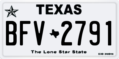 TX license plate BFV2791