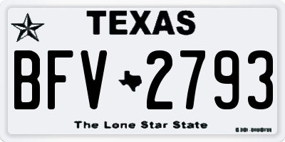 TX license plate BFV2793