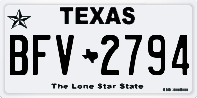 TX license plate BFV2794