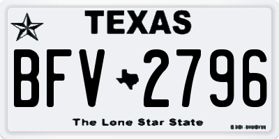 TX license plate BFV2796