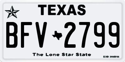 TX license plate BFV2799
