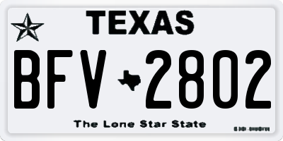 TX license plate BFV2802