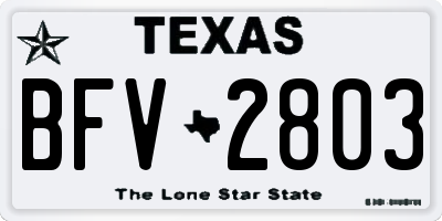 TX license plate BFV2803
