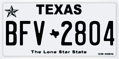 TX license plate BFV2804