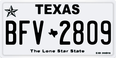 TX license plate BFV2809
