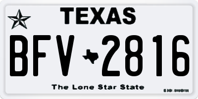 TX license plate BFV2816