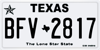 TX license plate BFV2817