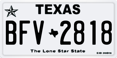 TX license plate BFV2818
