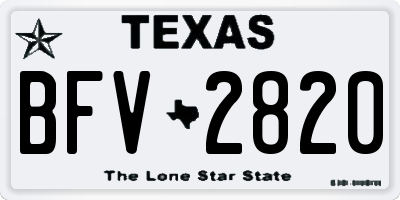 TX license plate BFV2820