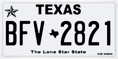 TX license plate BFV2821