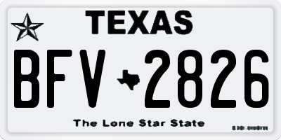 TX license plate BFV2826