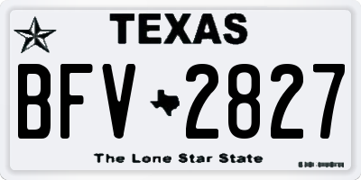 TX license plate BFV2827
