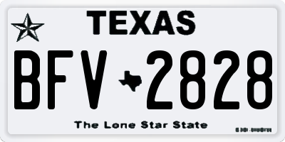 TX license plate BFV2828