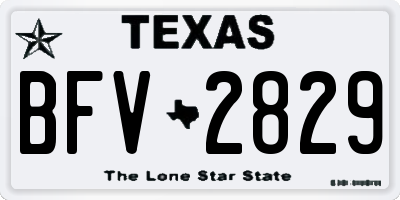TX license plate BFV2829