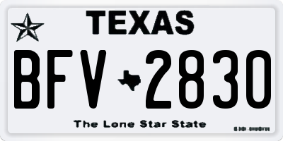 TX license plate BFV2830