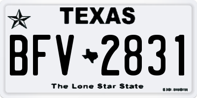 TX license plate BFV2831