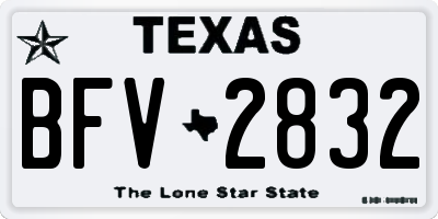 TX license plate BFV2832