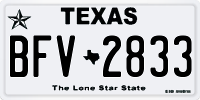TX license plate BFV2833
