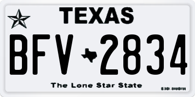 TX license plate BFV2834