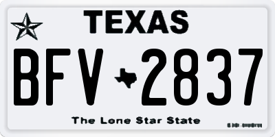TX license plate BFV2837