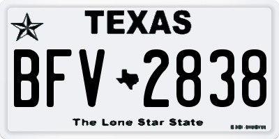 TX license plate BFV2838