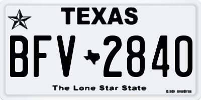 TX license plate BFV2840