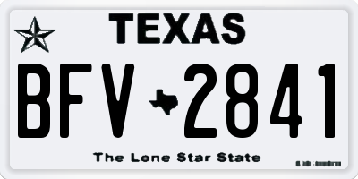 TX license plate BFV2841