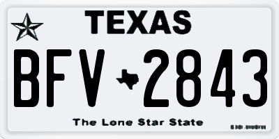 TX license plate BFV2843