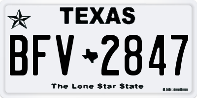 TX license plate BFV2847
