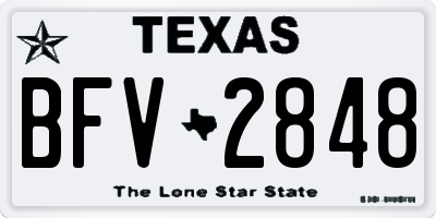 TX license plate BFV2848