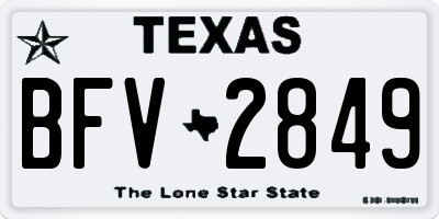 TX license plate BFV2849