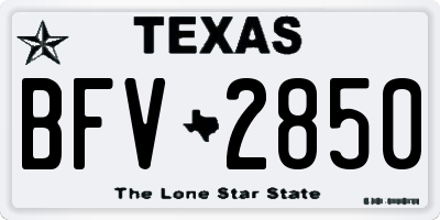 TX license plate BFV2850