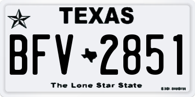 TX license plate BFV2851