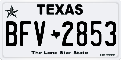 TX license plate BFV2853