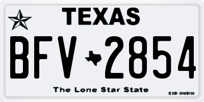 TX license plate BFV2854