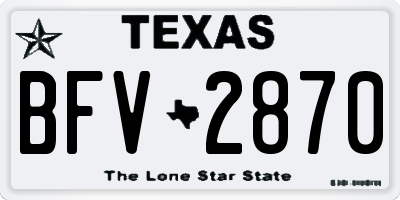 TX license plate BFV2870