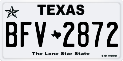 TX license plate BFV2872